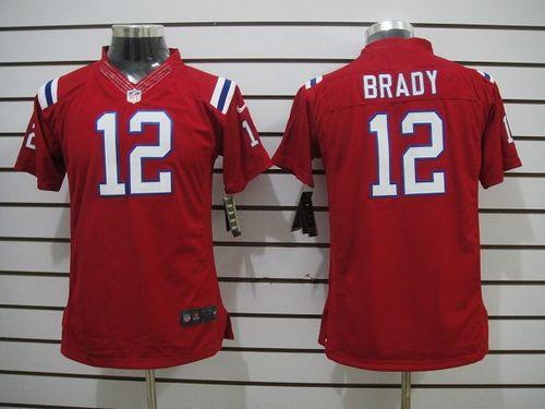  Patriots #12 Tom Brady Red Alternate Youth Stitched NFL Limited Jersey