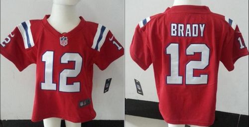 Toddler  Patriots #12 Tom Brady Red Alternate Stitched NFL Elite Jersey