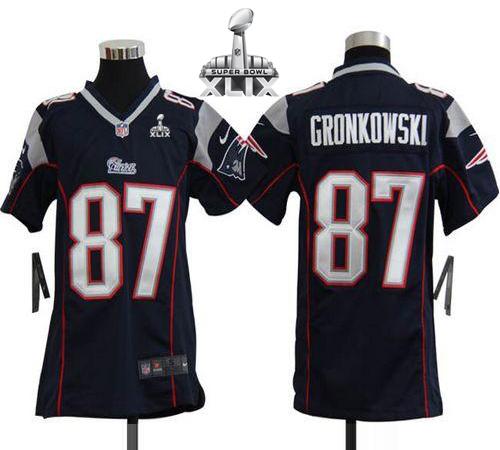  Patriots #87 Rob Gronkowski Navy Blue Team Color Super Bowl XLIX Youth Stitched NFL Elite Jersey
