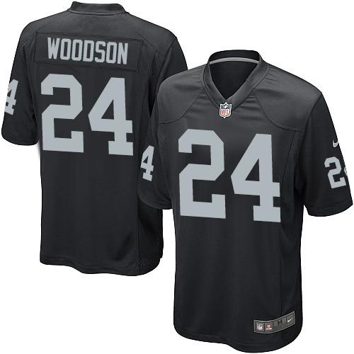  Raiders #24 Charles Woodson Black Team Color Youth Stitched NFL Elite Jersey