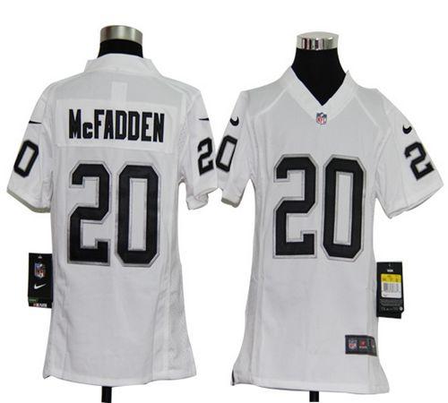  Raiders #20 Darren McFadden White Youth Stitched NFL Elite Jersey