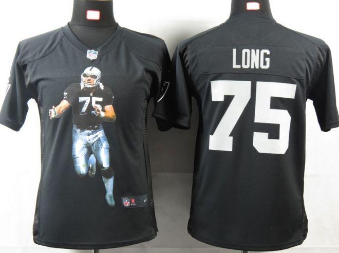  Raiders #75 Howie Long Black Team Color Youth Portrait Fashion NFL Game Jersey