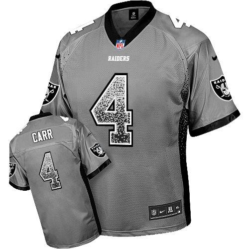  Raiders #4 Derek Carr Grey Youth Stitched NFL Elite Drift Fashion Jersey