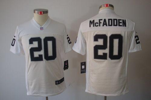  Raiders #20 Darren McFadden White Youth Stitched NFL Limited Jersey