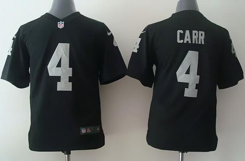  Raiders #4 Derek Carr Black Team Color Youth Stitched NFL Elite Jersey