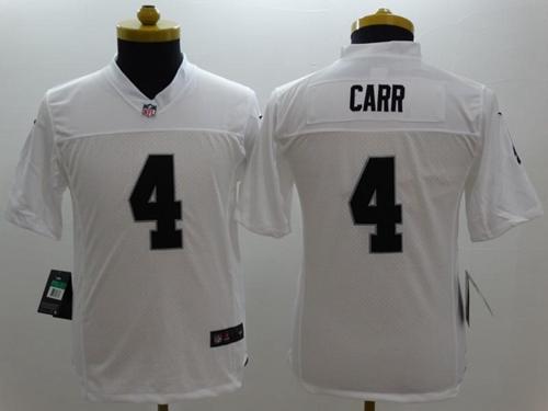  Raiders #4 Derek Carr White Youth Stitched NFL Limited Jersey
