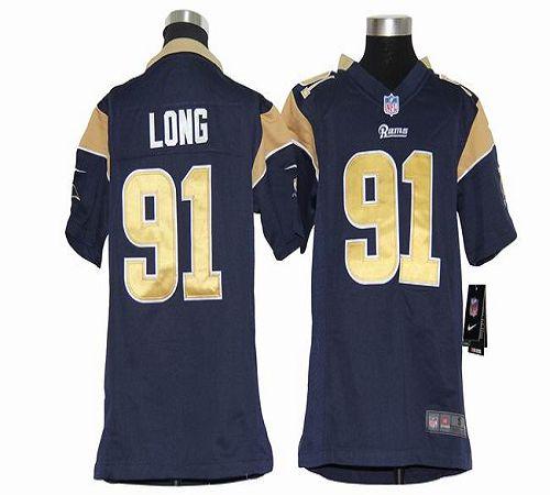  Rams #91 Chris Long Navy Blue Team Color Youth Stitched NFL Elite Jersey