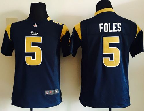  Rams #5 Nick Foles Navy Blue Team Color Youth Stitched NFL Elite Jersey
