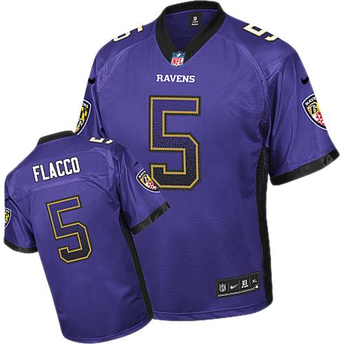  Ravens #5 Joe Flacco Purple Team Color Youth Stitched NFL Elite Drift Fashion Jersey