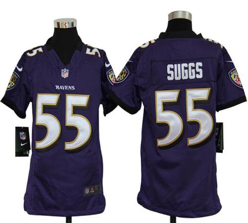  Ravens #55 Terrell Suggs Purple Team Color Youth Stitched NFL Elite Jersey