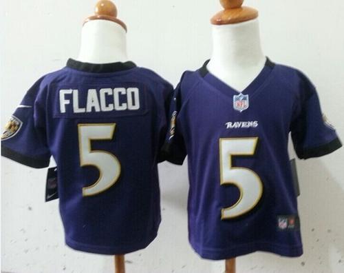 Toddler  Ravens #5 Joe Flacco Purple Team Color Stitched NFL Elite Jersey