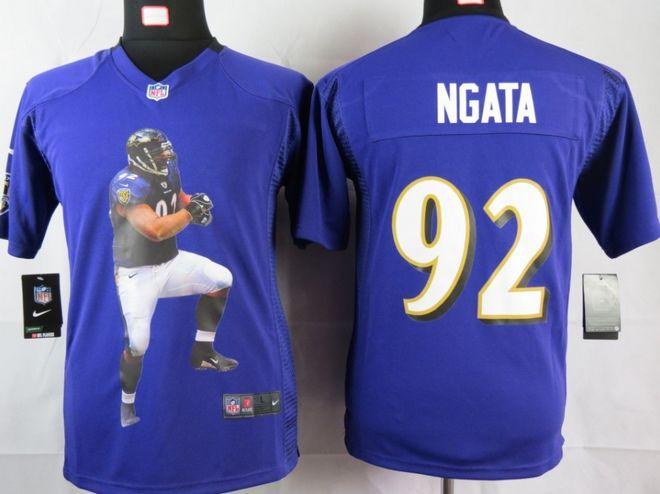  Ravens #92 Haloti Ngata Purple Team Color Youth Portrait Fashion NFL Game Jersey