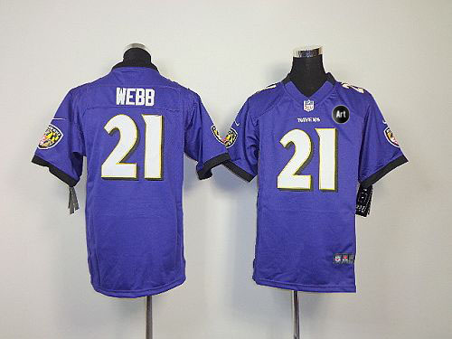  Ravens #21 Lardarius Webb Purple Team Color With Art Patch Youth Stitched NFL Elite Jersey