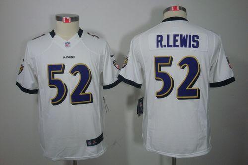  Ravens #52 Ray Lewis White Youth Stitched NFL Limited Jersey