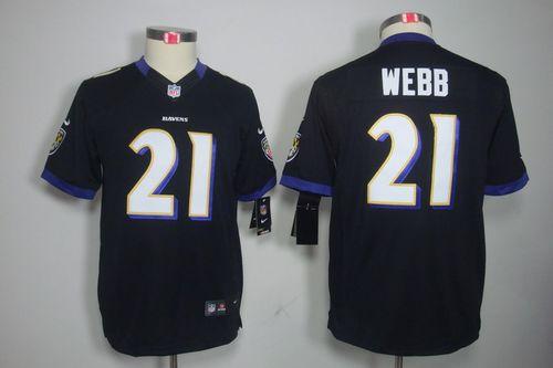  Ravens #21 Lardarius Webb Black Alternate Youth Stitched NFL Limited Jersey