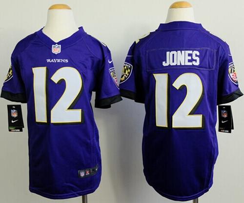  Ravens #12 Jacoby Jones Purple Team Color Youth Stitched NFL New Elite Jersey