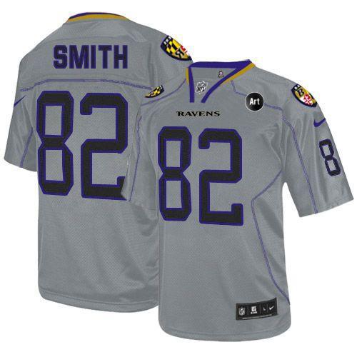  Ravens #82 Torrey Smith Lights Out Grey With Art Patch Youth Stitched NFL Elite Jersey