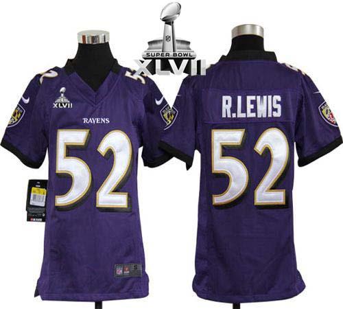  Ravens #52 Ray Lewis Purple Team Color Super Bowl XLVII Youth Stitched NFL Elite Jersey