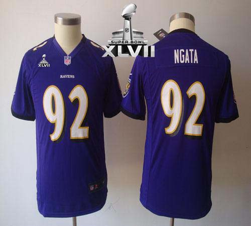  Ravens #92 Haloti Ngata Purple Team Color Super Bowl XLVII Youth NFL Game Jersey