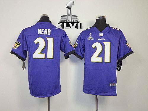  Ravens #21 Lardarius Webb Purple Team Color Super Bowl XLVII Youth Stitched NFL Elite Jersey