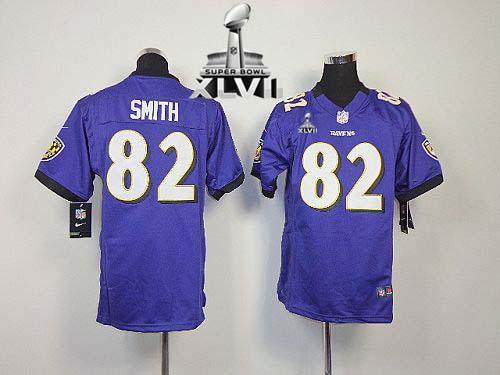  Ravens #82 Torrey Smith Purple Team Color Super Bowl XLVII Youth Stitched NFL Elite Jersey