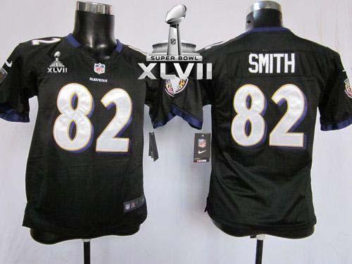  Ravens #82 Torrey Smith Black Alternate Super Bowl XLVII Youth Stitched NFL Elite Jersey