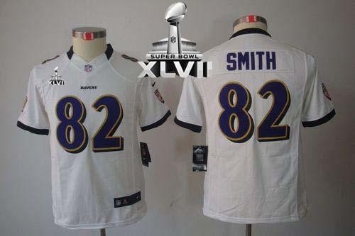  Ravens #82 Torrey Smith White Super Bowl XLVII Youth Stitched NFL Limited Jersey