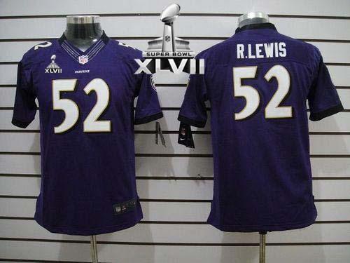  Ravens #52 Ray Lewis Purple Team Color Super Bowl XLVII Youth Stitched NFL Limited Jersey