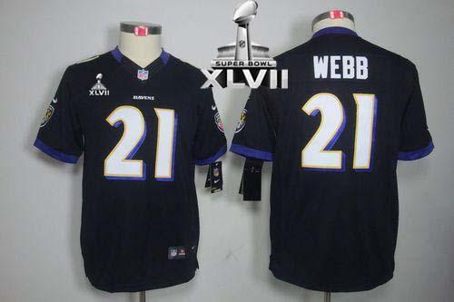  Ravens #21 Lardarius Webb Black Alternate Super Bowl XLVII Youth Stitched NFL Limited Jersey