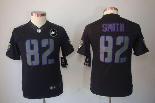  Ravens #82 Torrey Smith Black Impact With Art Patch Youth Stitched NFL Limited Jersey