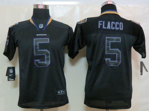  Ravens #5 Joe Flacco Lights Out Black Youth Stitched NFL Elite Jersey