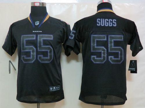  Ravens #55 Terrell Suggs Lights Out Black Youth Stitched NFL Elite Jersey