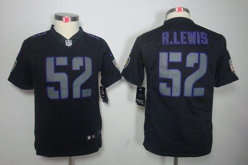  Ravens #52 Ray Lewis Black Impact Youth Stitched NFL Limited Jersey