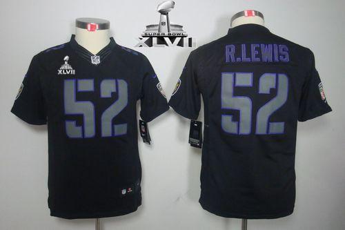  Ravens #52 Ray Lewis Black Impact Super Bowl XLVII Youth Stitched NFL Limited Jersey