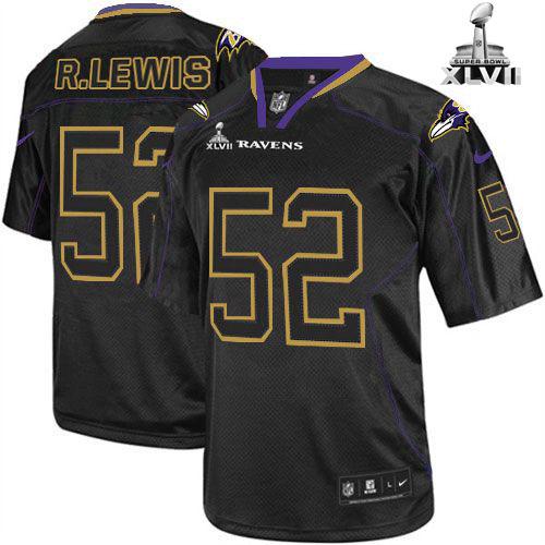  Ravens #52 Ray Lewis Lights Out Black Super Bowl XLVII Youth Stitched NFL Elite Jersey