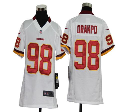  Redskins #98 Brian Orakpo White Youth Stitched NFL Elite Jersey