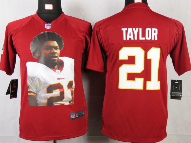  Redskins #21 Sean Taylor Burgundy Red Team Color Youth Portrait Fashion NFL Game Jersey