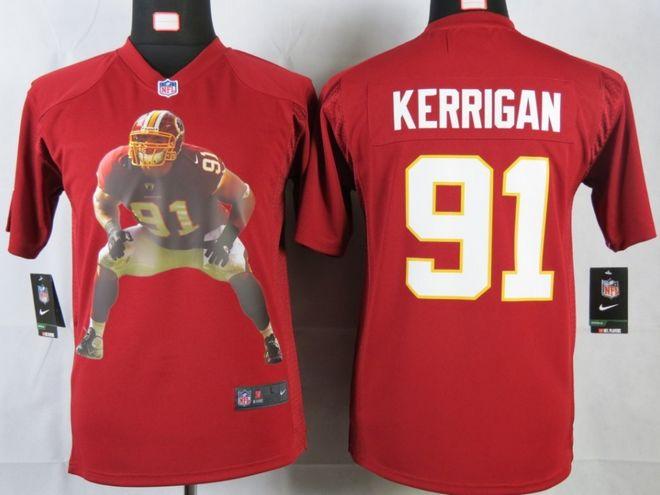  Redskins #91 Ryan Kerrigan Burgundy Red Team Color Youth Portrait Fashion NFL Game Jersey
