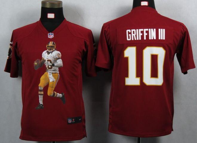  Redskins #10 Robert Griffin III Burgundy Red Team Color Youth Portrait Fashion NFL Game Jersey