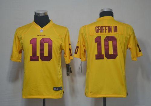  Redskins #10 Robert Griffin III Yellow Youth Stitched NFL Elite Jersey