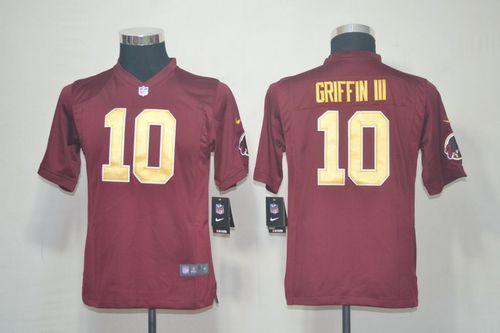  Redskins #10 Robert Griffin III Burgundy Red Alternate 80TH Throwback Youth Stitched NFL Elite Jersey