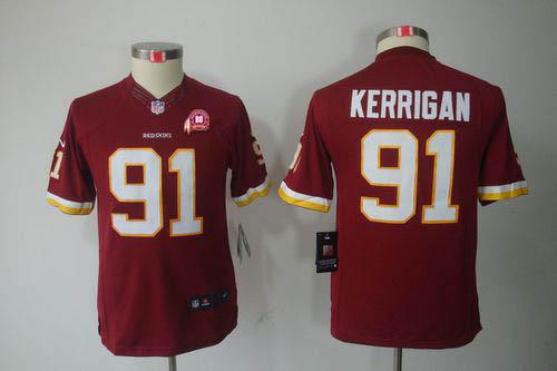  Redskins #91 Ryan Kerrigan Burgundy Red Team Color With 80TH Patch Youth Stitched NFL Limited Jersey