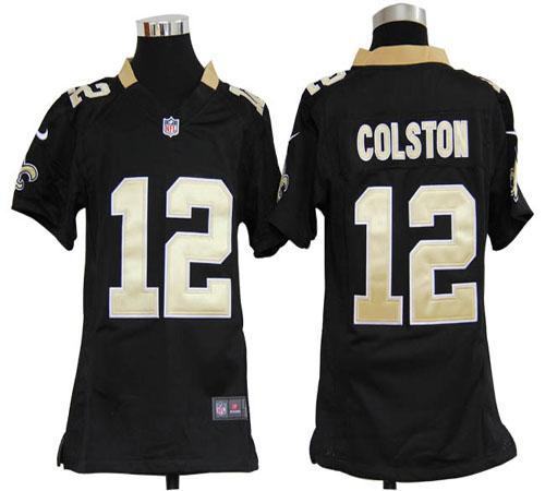  Saints #12 Marques Colston Black Team Color Youth Stitched NFL Elite Jersey