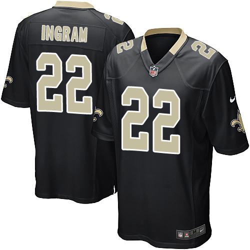  Saints #22 Mark Ingram Black Team Color Youth Stitched NFL Elite Jersey
