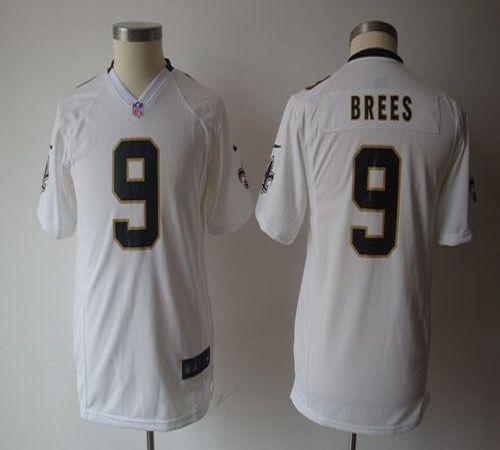  Saints #9 Drew Brees White Youth NFL Game Jersey