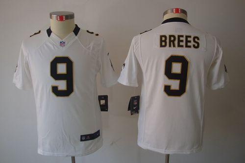  Saints #9 Drew Brees White Youth Stitched NFL Limited Jersey