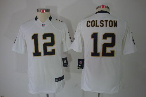  Saints #12 Marques Colston White Youth Stitched NFL Limited Jersey