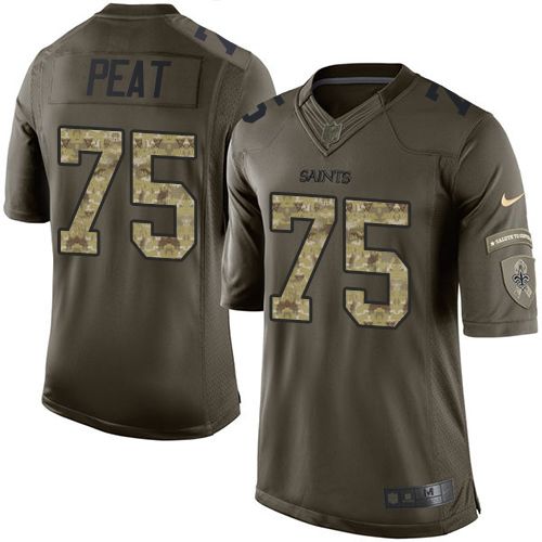  Saints #75 Andrus Peat Green Youth Stitched NFL Limited Salute to Service Jersey