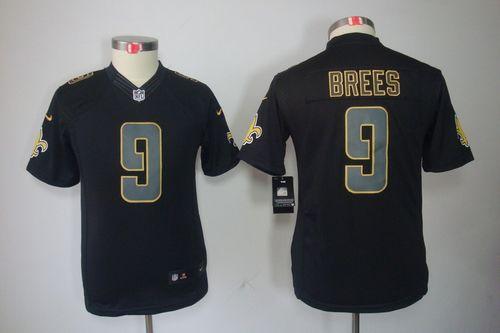  Saints #9 Drew Brees Black Impact Youth Stitched NFL Limited Jersey