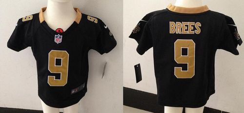 Toddler  Saints #9 Drew Brees Black Team Color Stitched NFL Elite Jersey